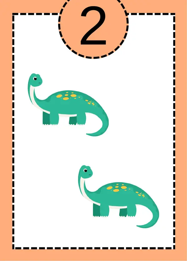 Tarjetas numéricas de dinosaurios