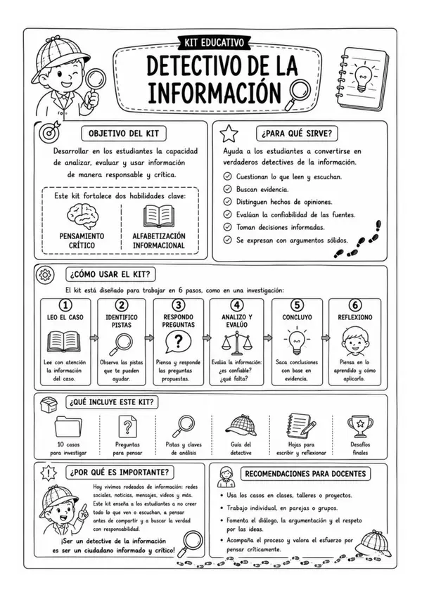 Detectivo de la Información | Kit para desarrollar el Pensamiento Crítico | Educación Básica
