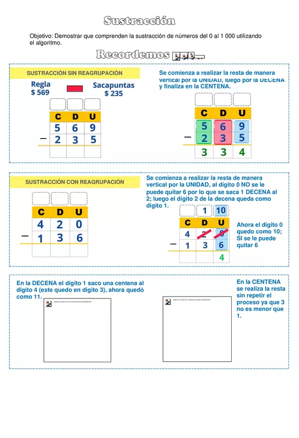 Guía de aprendizaje sustracción