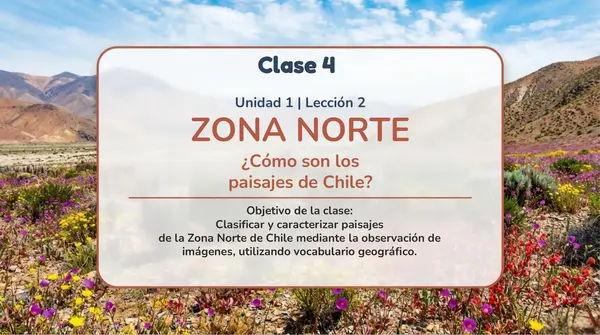 Clase 4 Lección 2 Unidad 1 "Zona norte" Como son los paisajes de Chile 2° Básico