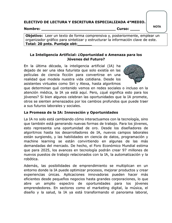 GUÍA PARA CLASE DE ORGANIZADOR GRAFICO LYE
