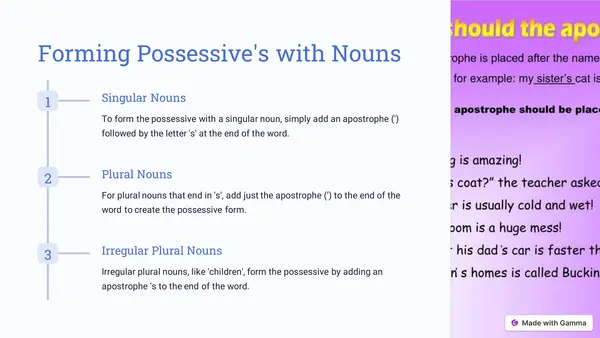 "Introduction to Possesive's in English" (En inglés)