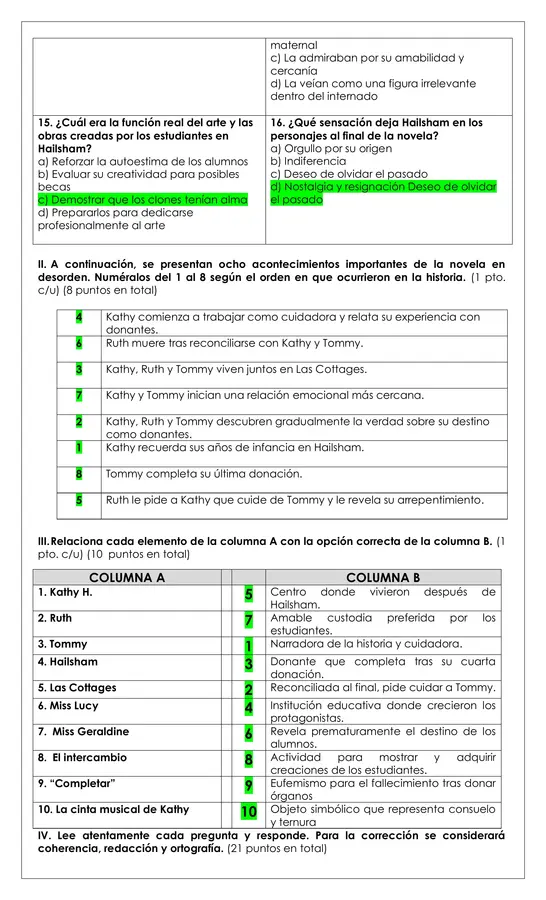 Prueba Lectura - Nunca me abandones