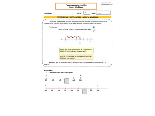 Fracciones y recta númerica - Cuarto Año Básico 
