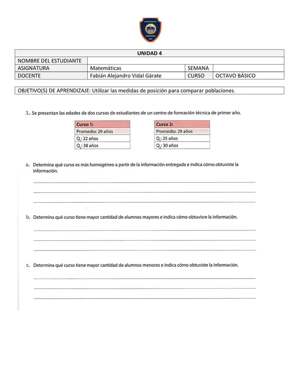 Utilizar las medidas de posición para comparar poblaciones.