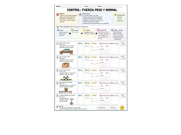 Control: Fuerza peso y normal