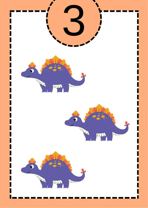 Tarjetas numéricas de dinosaurios