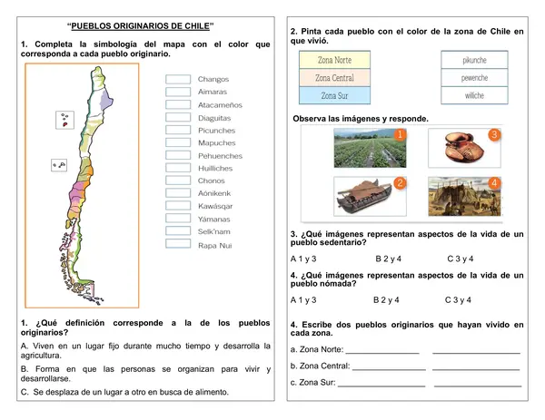 Guía de historia 2°año "Pueblos originarios de Chile"