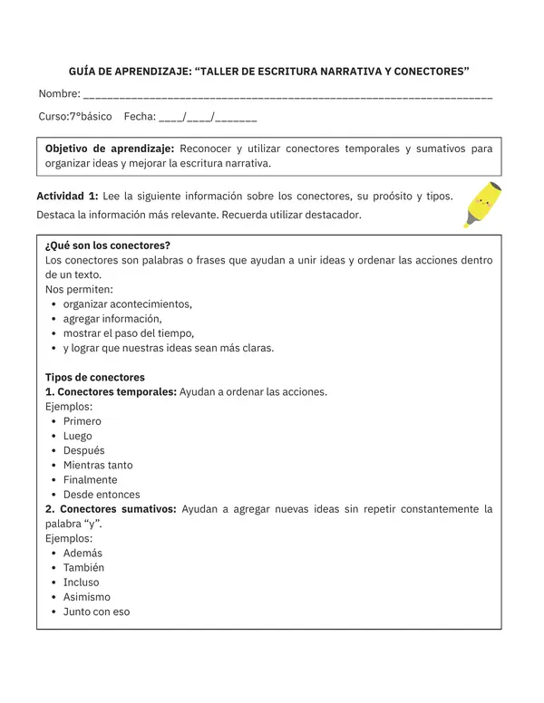 Taller de Escritura Narrativa y Conectores