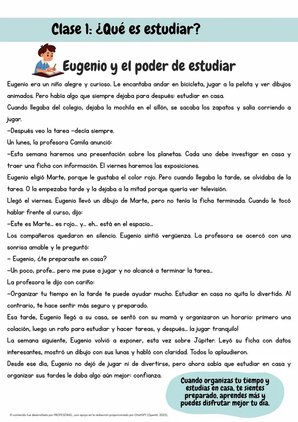 Cuadernillo para aprender a estudiar