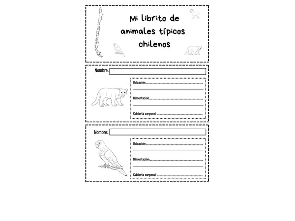 librito animales típicos chilenos