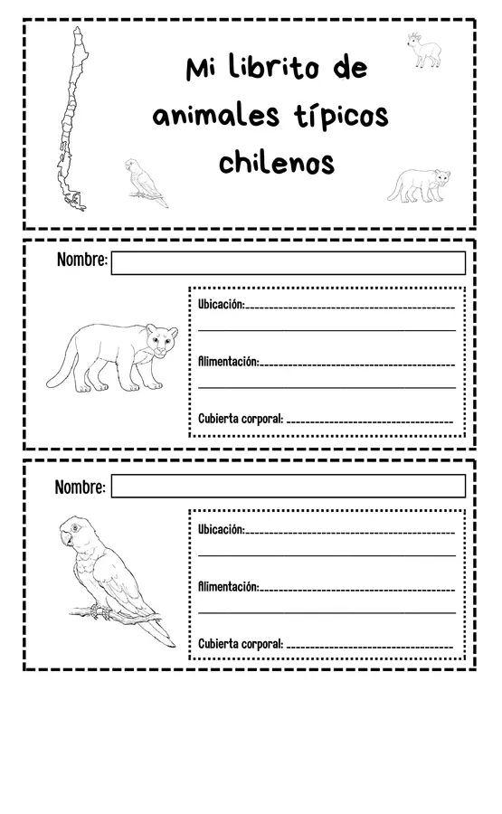 librito animales típicos chilenos