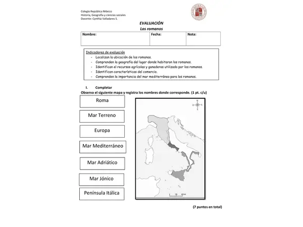 Evaluación de Los Romanos