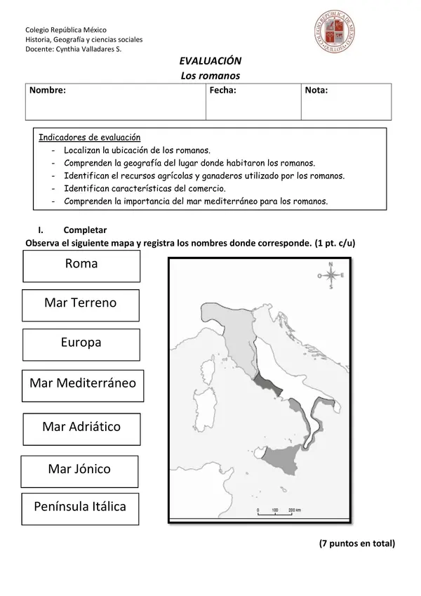 Evaluación de Los Romanos