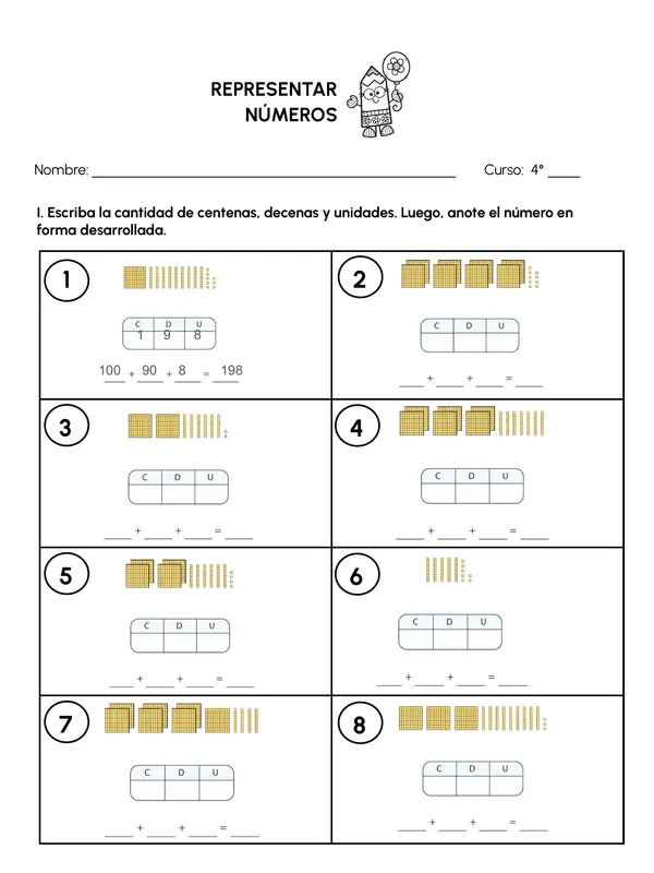 Representación números hasta el 1.000