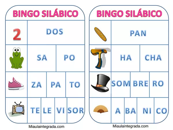 Divertido Bingo Silábico