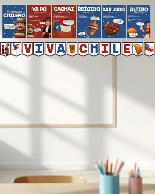 GRATIS Viva Chile Fiestas Patrias Banner | Decoración de Sala