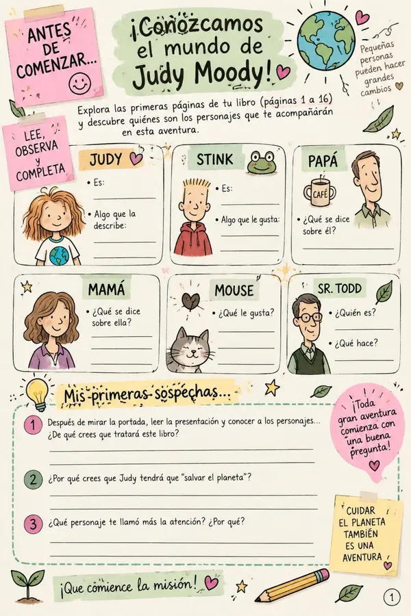 Cuadernillo lectura acompañada -  Judy Moody salva el planeta 🌎