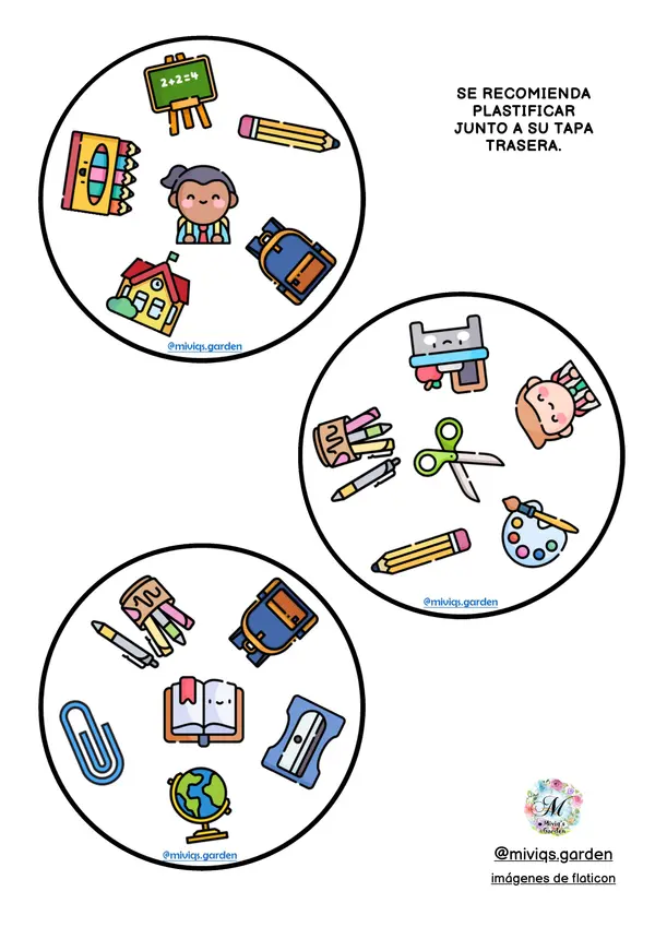 Juego de cartas Útiles Escolares (Dobble Spot It Game)