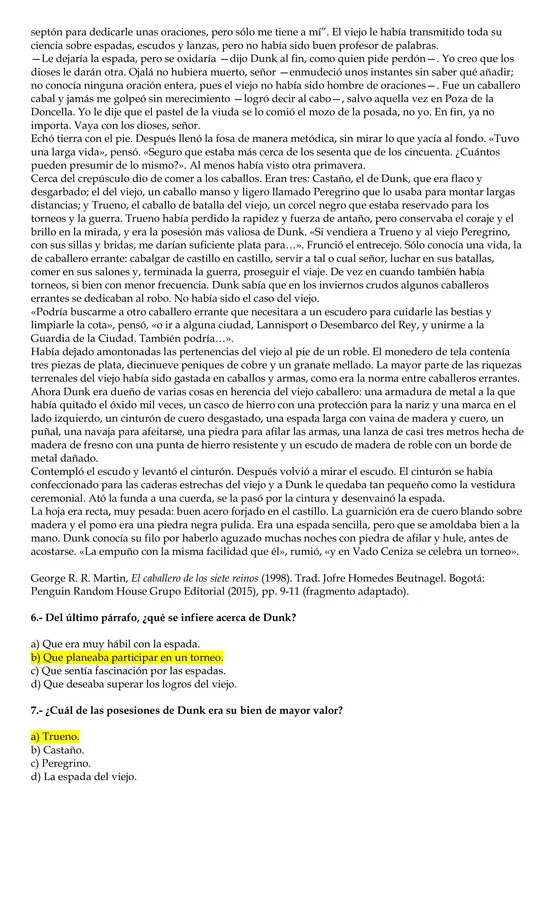ENSAYO PAES - COMPETENCIA LECTORA CON CLAVES