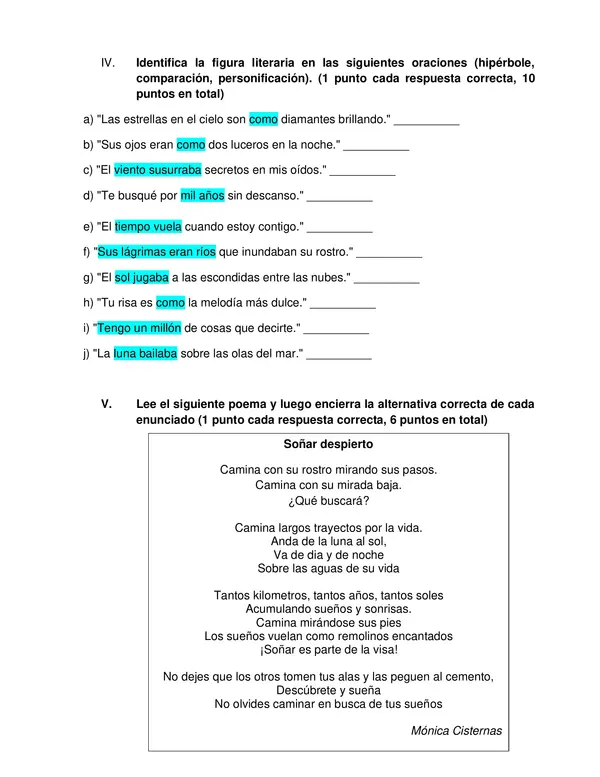 Evaluación género lírico