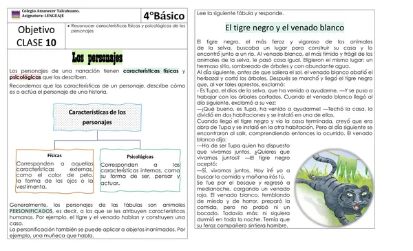 Características físicas y psicológicas de los personajes de un texto: Fábula