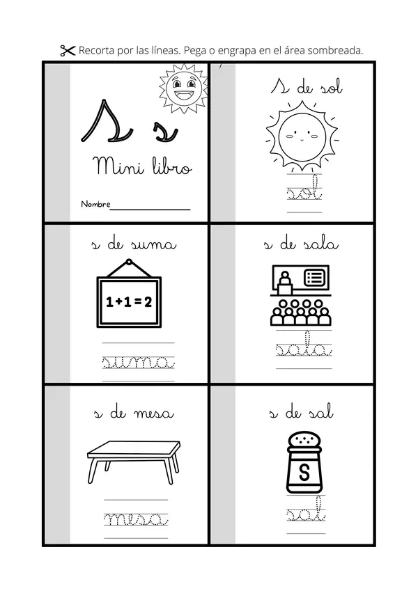 mini libro letra s