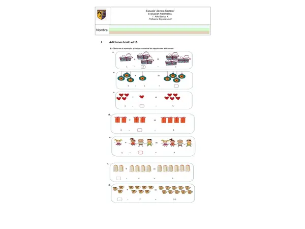 Evaluación de adiciones primero básico