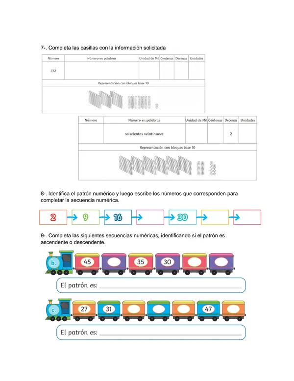 Guía de repaso de los contenidos vistos en matemática 3° básico 