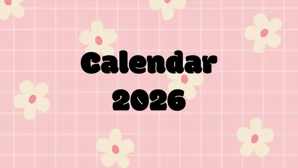 Calendario 2026 en inglés