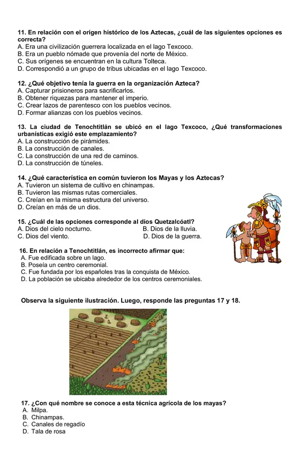 Prueba de historia 4° año "Civilizaciones de Mesoamérica"