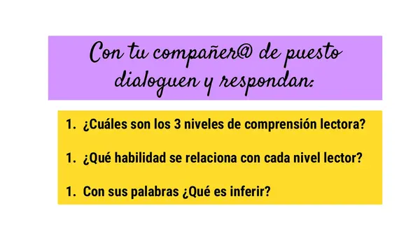 Habilidad de comprensión lectora: Inferir información