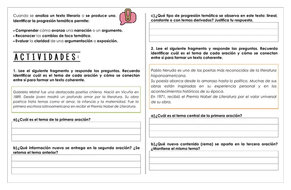 Guía de trabajo - ¿Qué es la progresión temática?