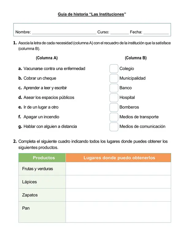 Guía de historia "Las instituciones"