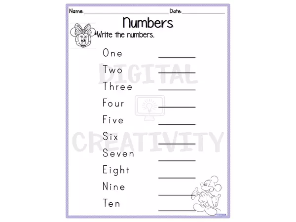 PDF NUMBERS writing FOR KIDS