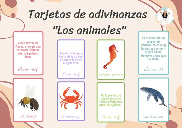 Tarjetas de adivinanzas "los animales"
