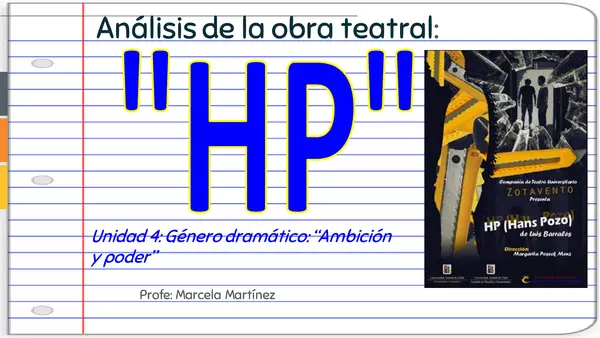 Análisis obra tetral "HP" de Luis Barrales