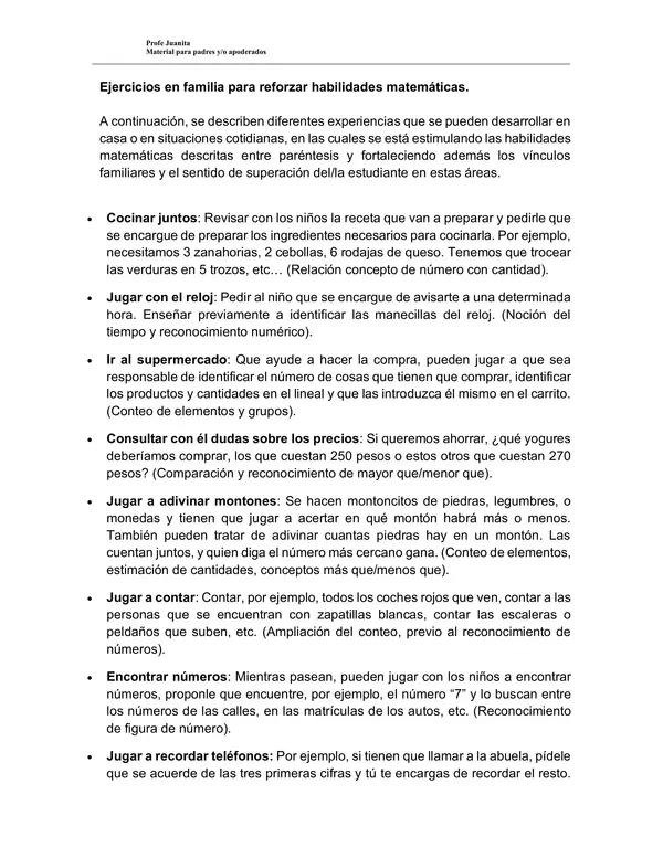 Matemáticas en casa