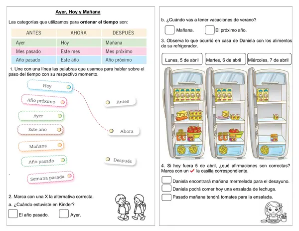 Guía de historia 1° básico " Ayer, hoy, mañana"