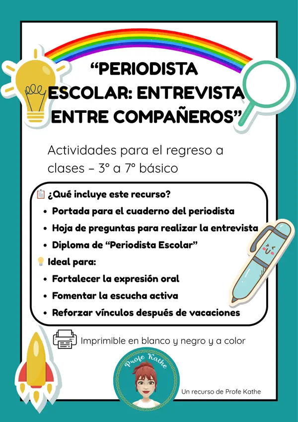Actividad Periodista Escolar: Entrevista entre compañeros (a color y en blanco y negro)