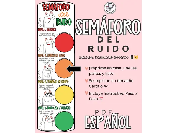 🚦 Semáforo del Ruido "Gatos Flork": Gestión de Aula con Humor