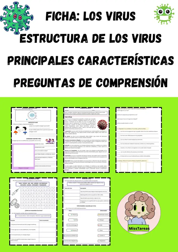 Los Virus: Estructura, Características y Actividades Ficha de Ciencias para 5° - 8° Básico