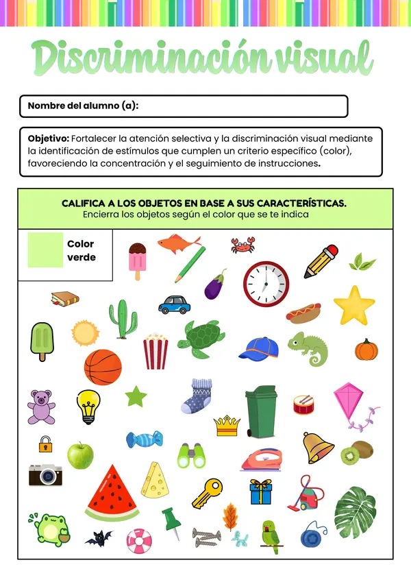  Atención y Discriminación Visual: Detectives del Verde 