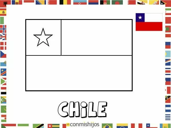 bandera de chile para colorear 