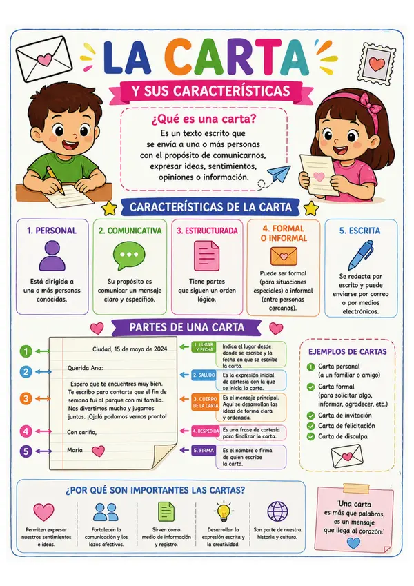 Cartel o poster de la carta decoración sala aula de clases