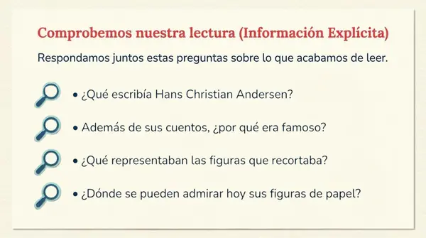 Lección 6 ANDERSEN Y SUS FIGURAS DE PAPEL-Parte 3 Comprensión-Método Matte