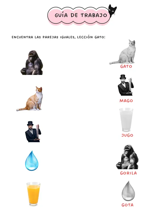 GUÍA LECCIÓN GATO - PERRO - BURRO - RATÓN