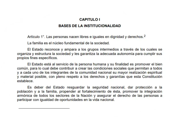 Articulo 1 de la Constitución política de Chile