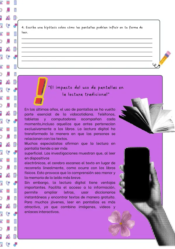 " Comprensión Lectora:  GUÍA  N°10   “El impacto del uso de pantallas en  la lectura tradicional”