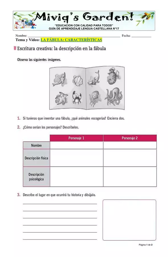 La Fábula: Escritura creativa (4° - 5°)